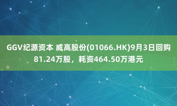 GGV纪源资本 威高股份(01066.HK)9月3日回购81.24万股，耗资464.50万港元