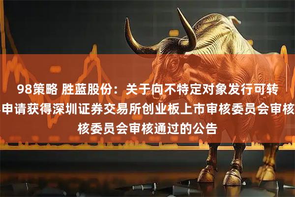 98策略 胜蓝股份：关于向不特定对象发行可转换公司债券申请获得深圳证券交易所创业板上市审核委员会审核通过的公告
