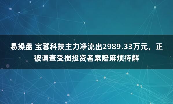 易操盘 宝馨科技主力净流出2989.33万元，正被调查受损投资者索赔麻烦待解